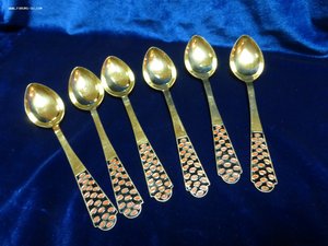 Ложки чайные .серебро 916, эмаль