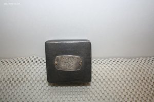 Футляр коробка старин для часов ювелирки мореный дуб серебро