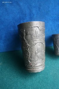 Стакан и стопка оловянные виды Санкт Петербурга Казанский со
