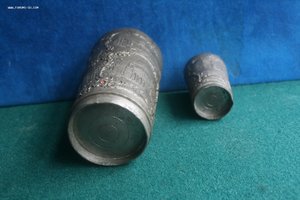 Стакан и стопка оловянные виды Санкт Петербурга Казанский со
