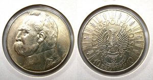 Польша. 10 злотых 1934г. Легионы Пилсудского. Превосходное.