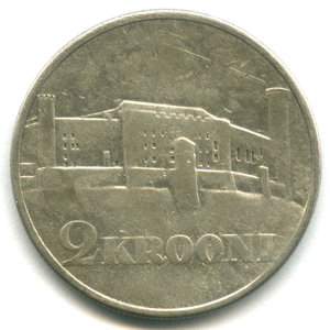 2 кроны 1930 г. Замок Тоомпеа в Таллине. Серебро.