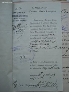 Уголовное дело 1913 года. МЮ, прокуратура