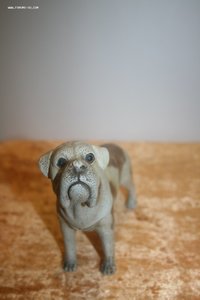 Игрушка детская собака Бульдог прессованная резина старинная