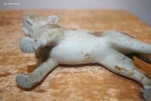 Игрушка детская собака Бульдог прессованная резина старинная