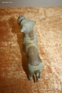 Игрушка детская собака Бульдог прессованная резина старинная