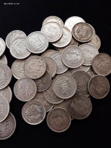 Венесуэла 2 и 1 боливары серебро 8 и 12 шт. шт.блеск 1960-65