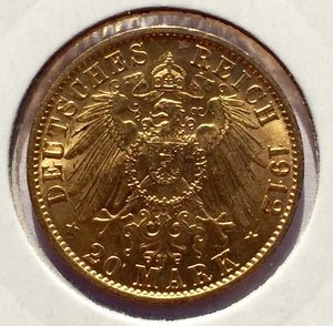 20 марок 1912 года. Золото. Вильгельм.