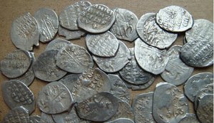 Чешуя 216 серебряных копеек периода 3-х царей Сохран XF-AU