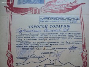 Благодарность за Японию . цветная. приказ №372 т. Сталина И.