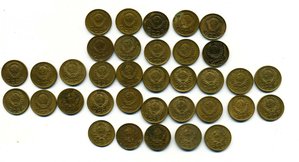 35 монет по 1 копейки 1936,1938,1939,1946,1949 годов