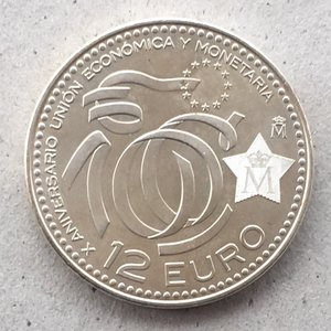 Испания. 12 евро СЕРЕБРО. 3 штуки