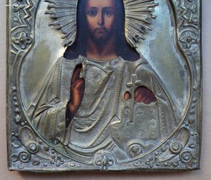 Икона Господь Вседержитель с державой. Аналой. Оклад.