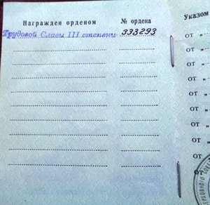 Трудовая слава 3 ст № 333293 с документом.