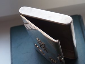 Портсигар 875 проба, золотые накладки