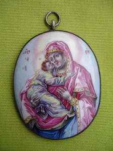 Финифть "Владимирская икона Божией Матери"