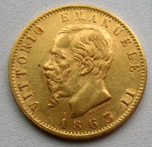 Италия 20 лир 1863 - золото