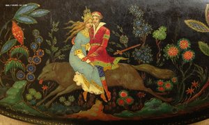 Шкатулка Палех № 4767 худ. М.Буреева 1956 год
