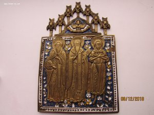 Плакетка Св. Иоанн, Харлампий, Алексей. 3 эмали, 12*18 см