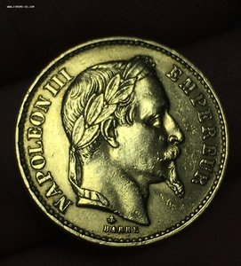 20 франков 1869 год Золото