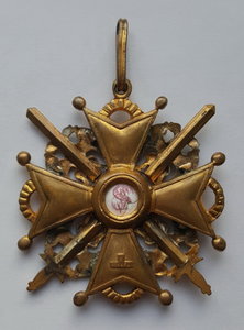 Знак ордена Святого Станислава 2 ст. с мечами ( Бронза )