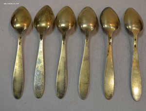 Набор кофейных ложек. Серебро 875, эмаль.