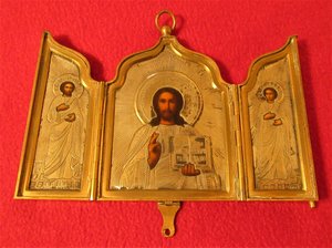 Редкий складень.СЕРЕБРО.БРОНЗА.ПОЗОЛОТА.