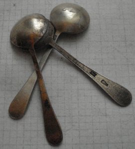 ложечки для соли...серебро, эмали... 3 шт.