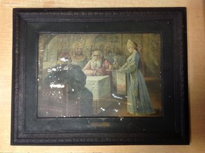 Картина на металле в русском стиле-"Смотрины" до 1917 года"