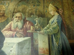 Картина на металле в русском стиле-"Смотрины" до 1917 года"