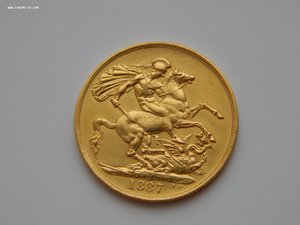 Великобритания. 2 Фунта 1887 года. Золото 16 грамм.