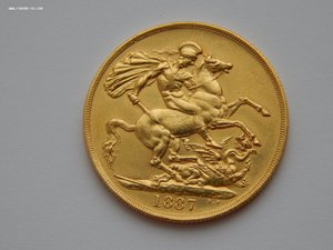 Великобритания. 2 Фунта 1887 года. Золото 16 грамм.