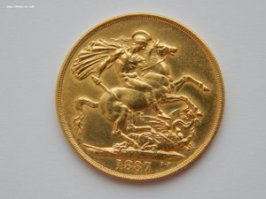 Великобритания. 2 Фунта 1887 года. Золото 16 грамм.