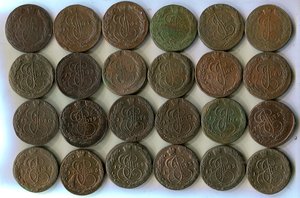 Подборка Екатерининских пятаков.1763-1796. 34 монеты.ЕМ
