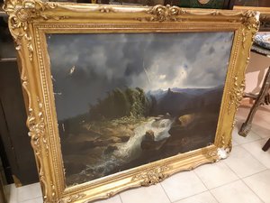 Антикварная картина в дворцовой раме 143х113см. Пейзаж.