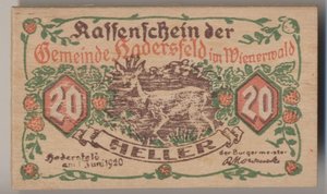 Нотгельды, 1920 Хадерсфельд , Австрия