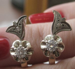 Комплект серьги, кольцо бриллианты золото СССР