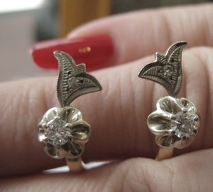 Комплект серьги, кольцо бриллианты золото СССР