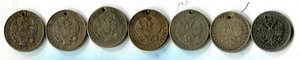 Серебренные рубли с дыркой! 29 монет