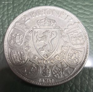 2 кроны 1914. Норвегия. Серебро..