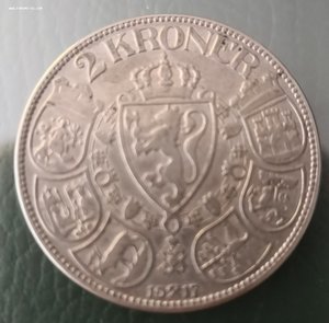2 кроны 1914. Норвегия. Серебро..