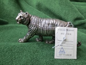 Шкатулка-скульптура "ТИГР". Серебро 925 проба.