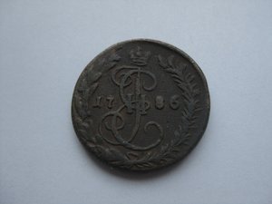 Денга 1786 год КМ