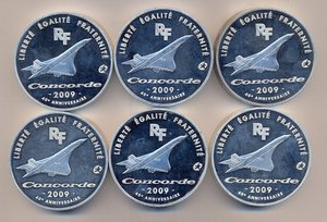 Лот монет 50 евро..40 лет КОНКОРДУ серебро