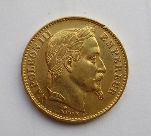 Франция 20 франков 1869 г.