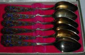 Набор серебрянных чайных ложек /6 шт./