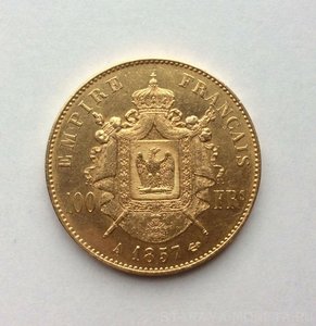 Франция 100 франков, 1857 г., Золото.