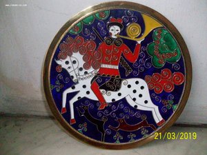 Настенная тарелка Псовая охота, эмали