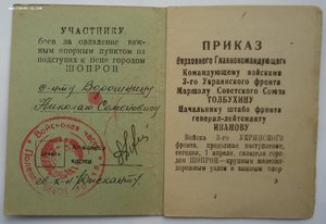 Приказы, Отвага и т.д. Ворошнин Н.С.