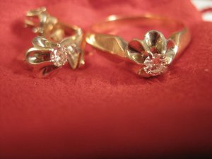 Комплект серьги, кольцо бриллианты золото СССР